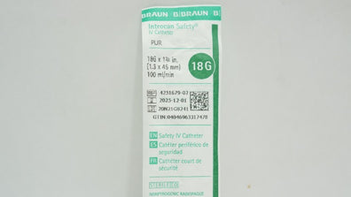 Braun 4251679-02 Introcan Safety IV Cath. 18G x 1-3/4inch 100ml/min
